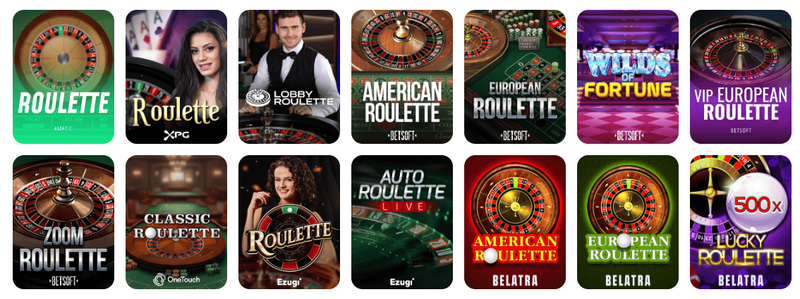 Diffderent versions of roulette in Glory Casino